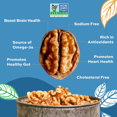 Walnut Halves, 3 lbs - Nutritious, Heart-Healthy Snack with Rich, Nutty Flavor, Perfect for Baking, Cooking, Salads, and Snacking, Kosher, Resealable Bag for Freshness